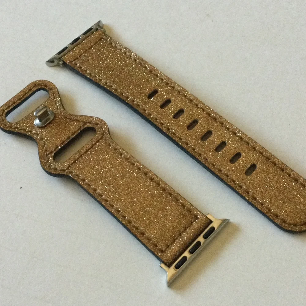 POSH TECH CALLIE PATENT LEATHER GOLD GLITTER APPLE WATCH BAND 42/44 mm NWOT
